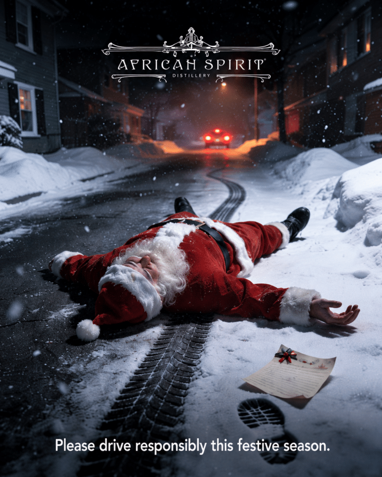 African Spirit festive campaign artwork with a responsible driving message
