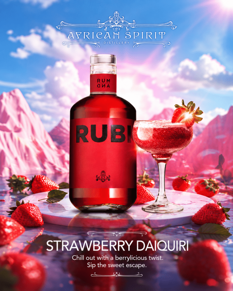 African Spirit strawberry daiquiri product campaign artwork
