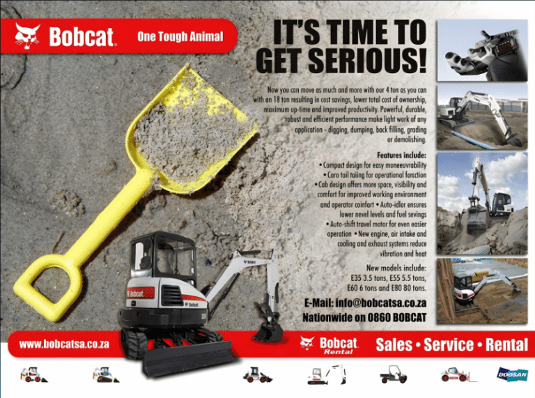 Bobcat equipment print campaign advertising tough animal rental and service